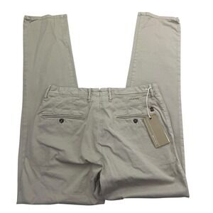 INCOTEX Pants Mens 33 X 34 Beige Chino Flat Front Canvas Pockets Italy SLACKS